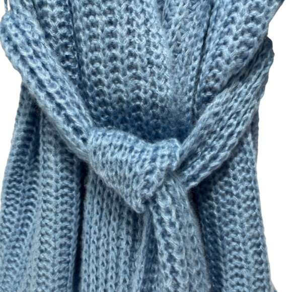 Anthropologie Self Contrast NWT One-Size Rib-Knit Belted Cardigan Sweater Blue - Picture 5 of 8